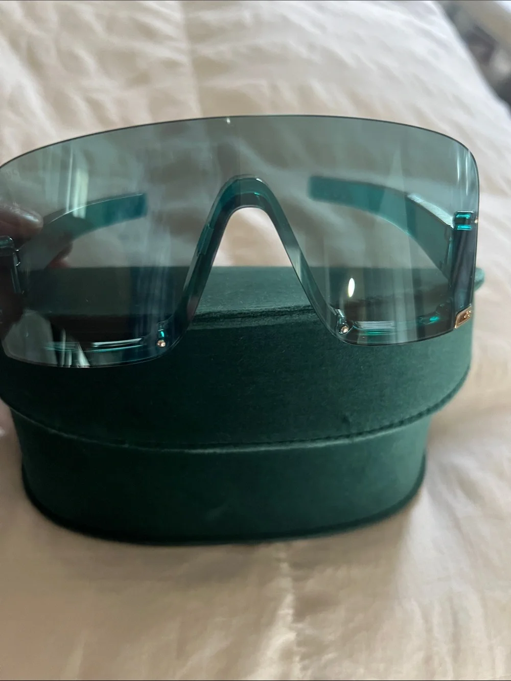 Gucci Teal Shield Sunglasses